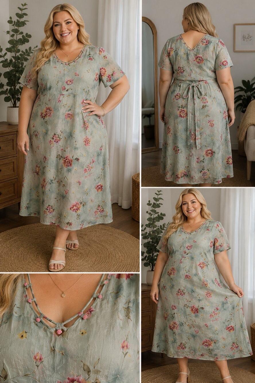 Vtg JC Penny S.L. Fashions Fairycore Cottage Long Dress Floral Y2K Plus 24